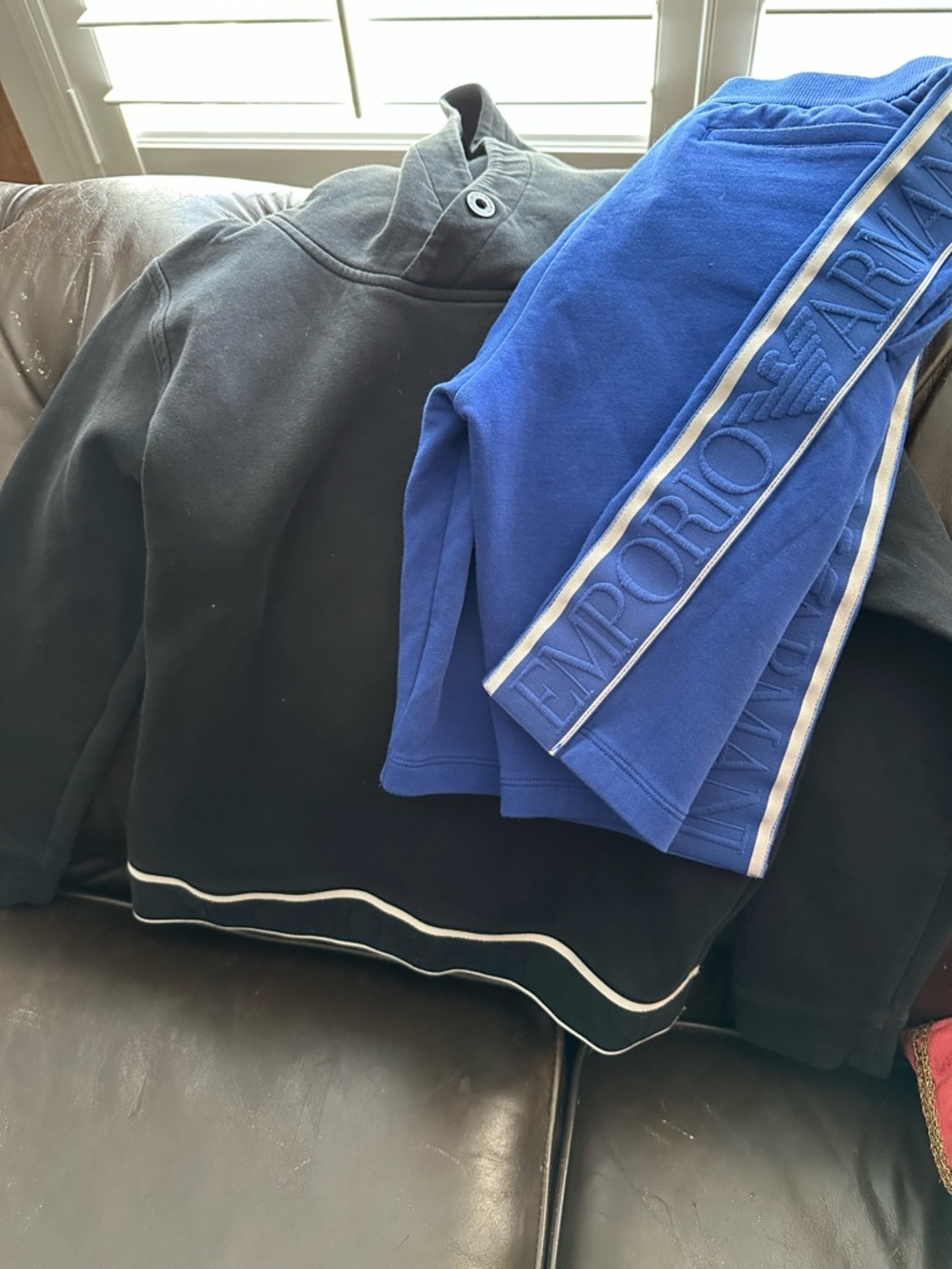Emporio Armani Black Sweatshirt with Blue Logo Track Pants